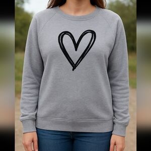 Cozy Gray Heart Sweatshirt, NWT - Size Large